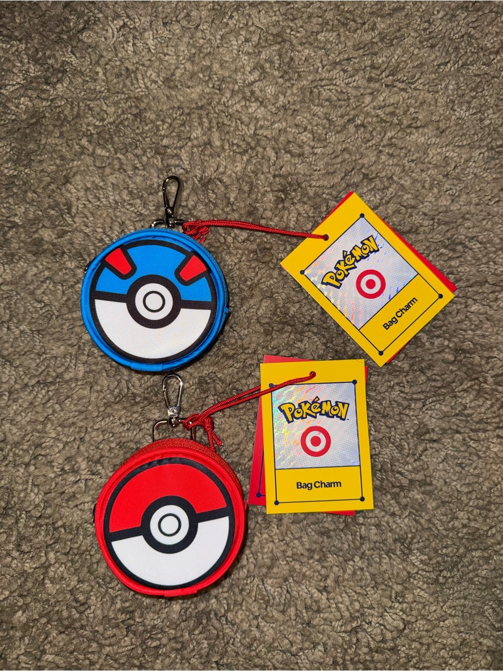 Pokemon Red and Blue Poké Ball Round Bag Charms